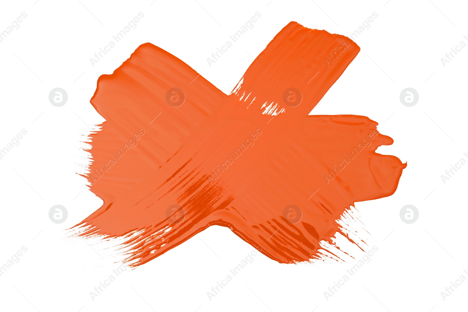 Photo of Strokes of orange paint on white background