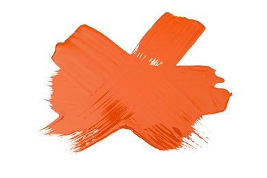 Strokes of orange paint on white background