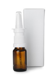 Bottle of nasal spray isolated on white