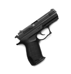 Semi-automatic pistol isolated on white. Standard handgun