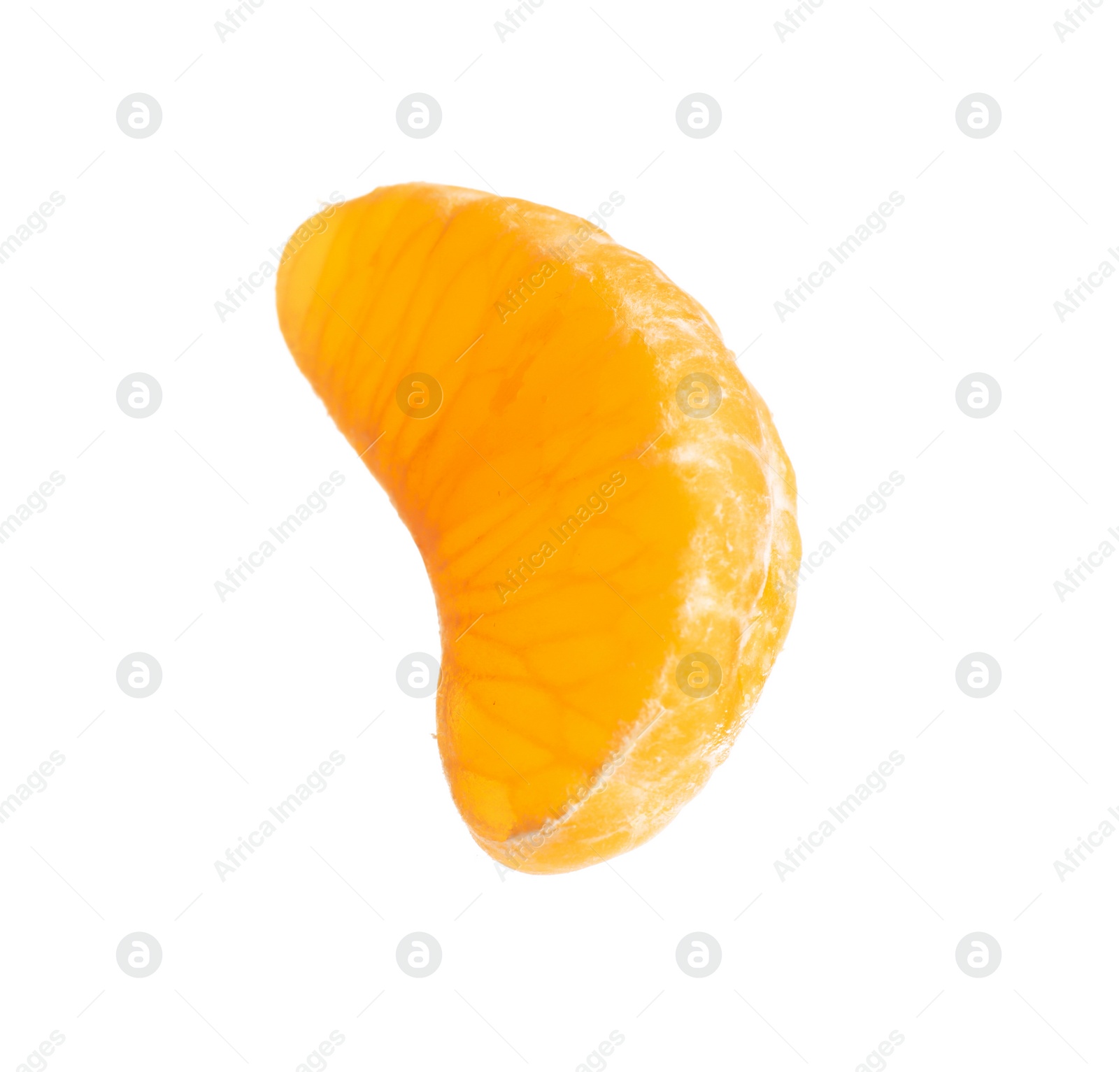 Photo of Fresh juicy tangerine segment isolated on white