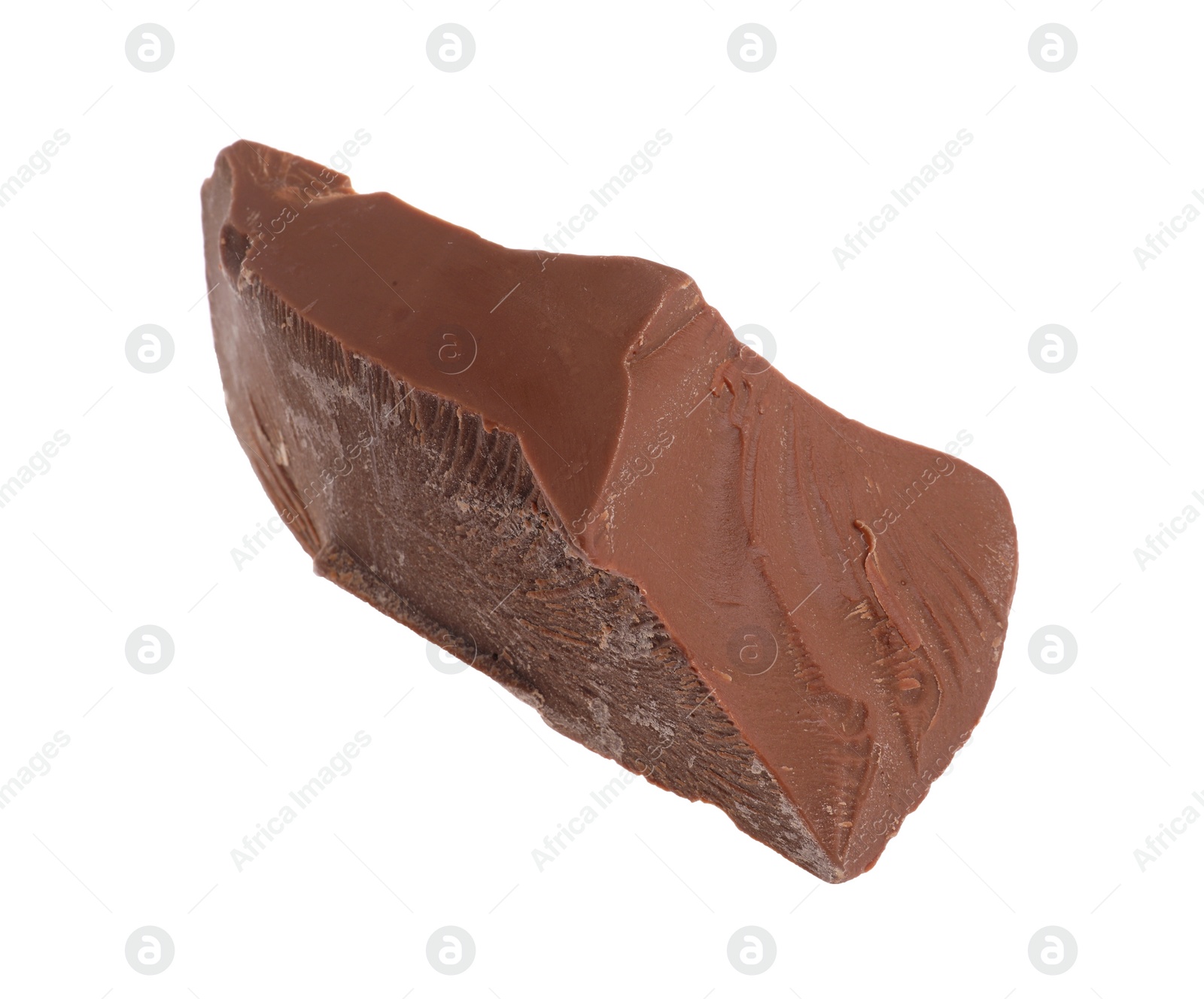 Photo of Piece of tasty milk chocolate isolated on white