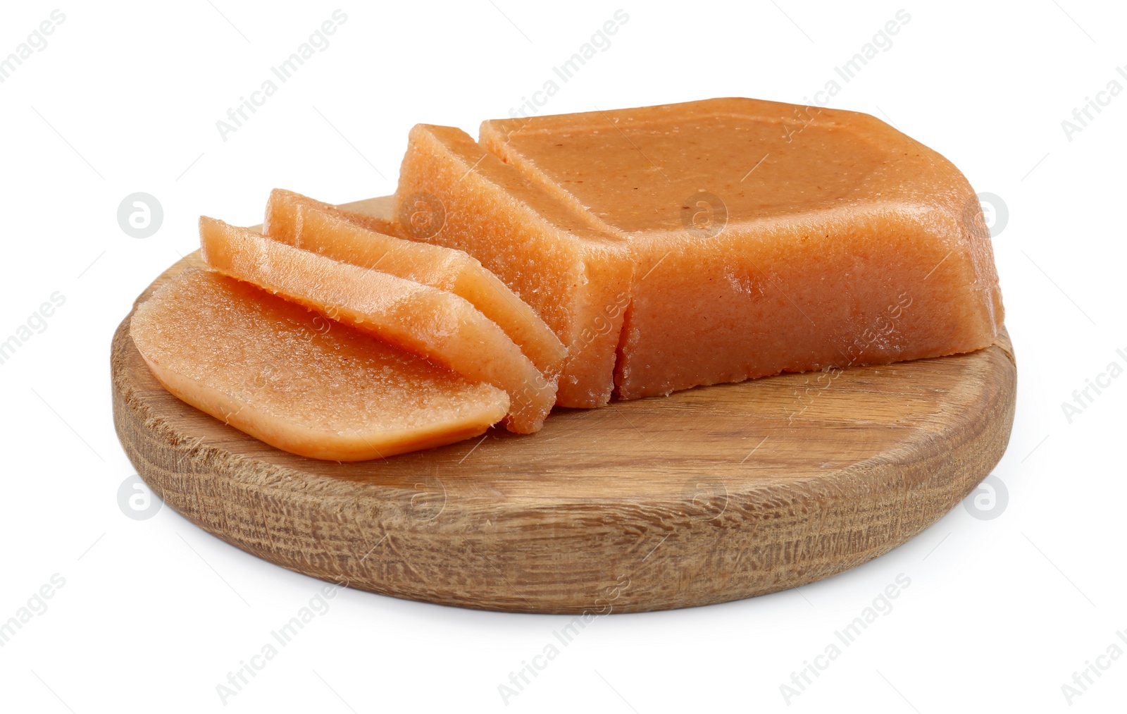 Photo of Delicious sweet quince paste isolated on white