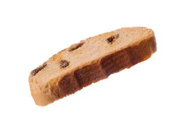 Photo of Sweet hard chuck cracker with raisins on white background