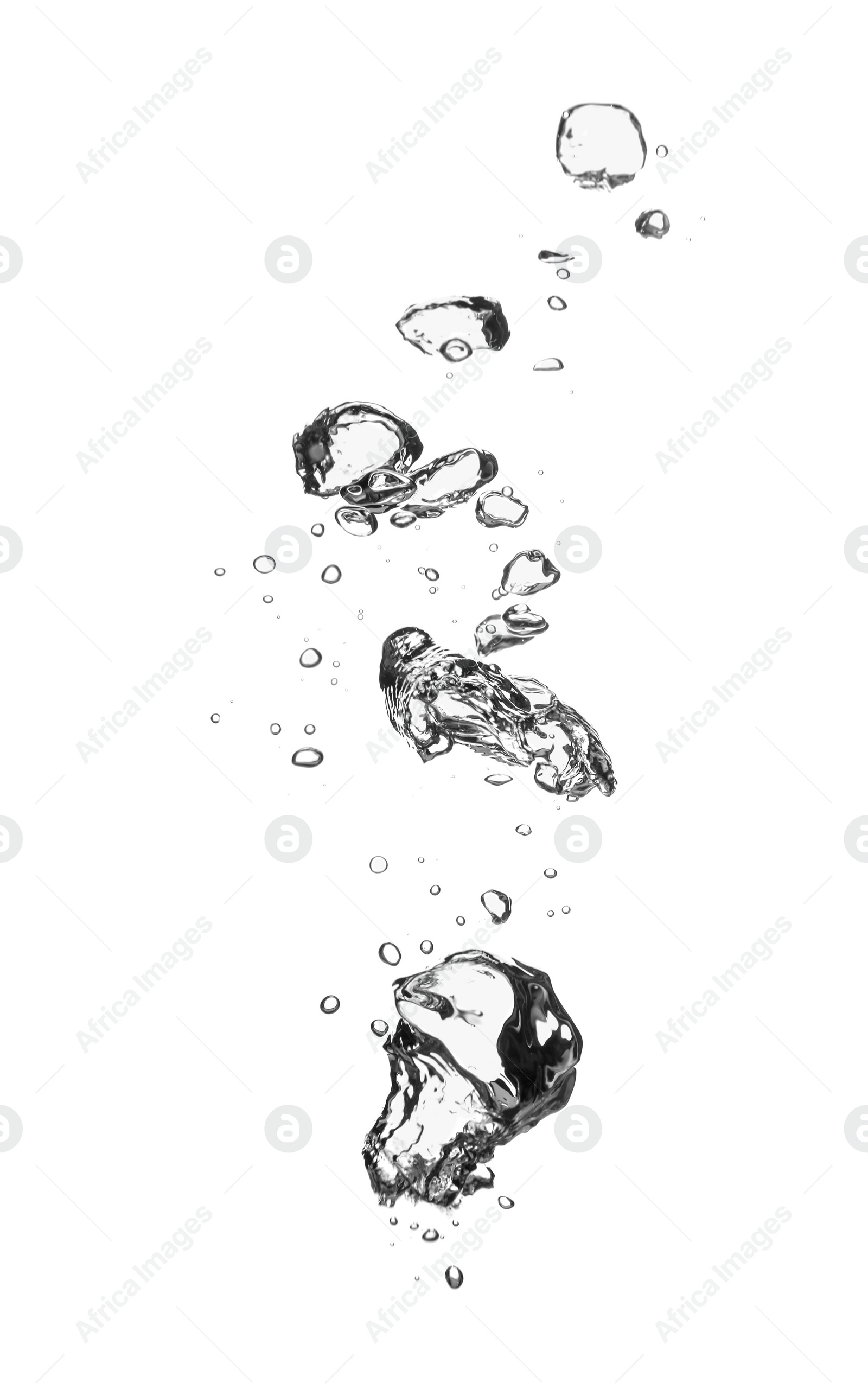 Photo of Air bubbles in water on white background