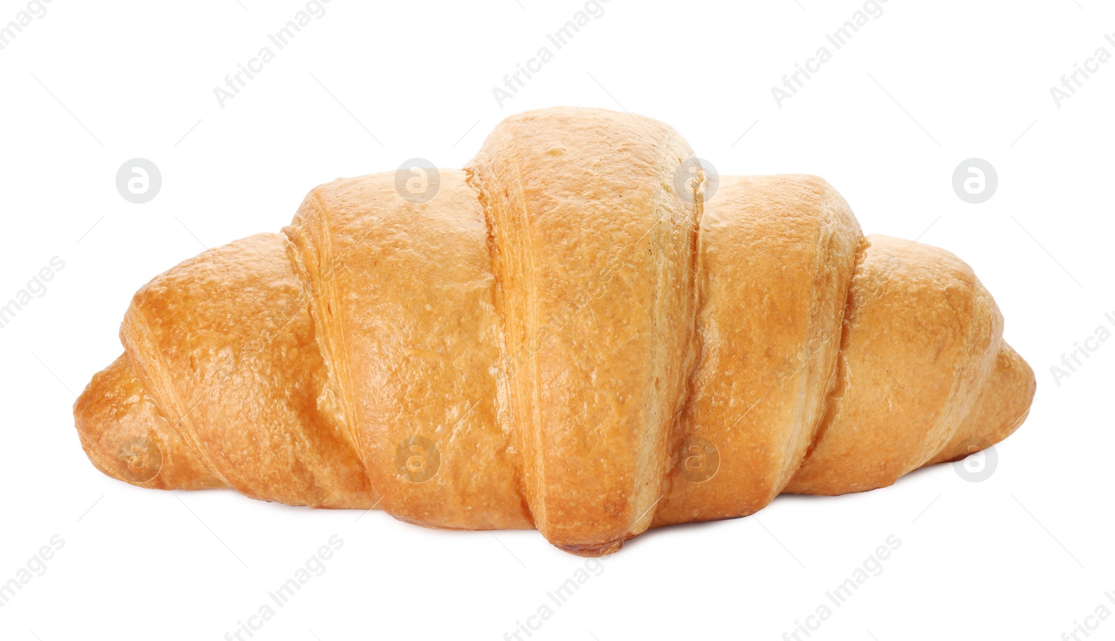 Photo of One delicious fresh croissant isolated on white