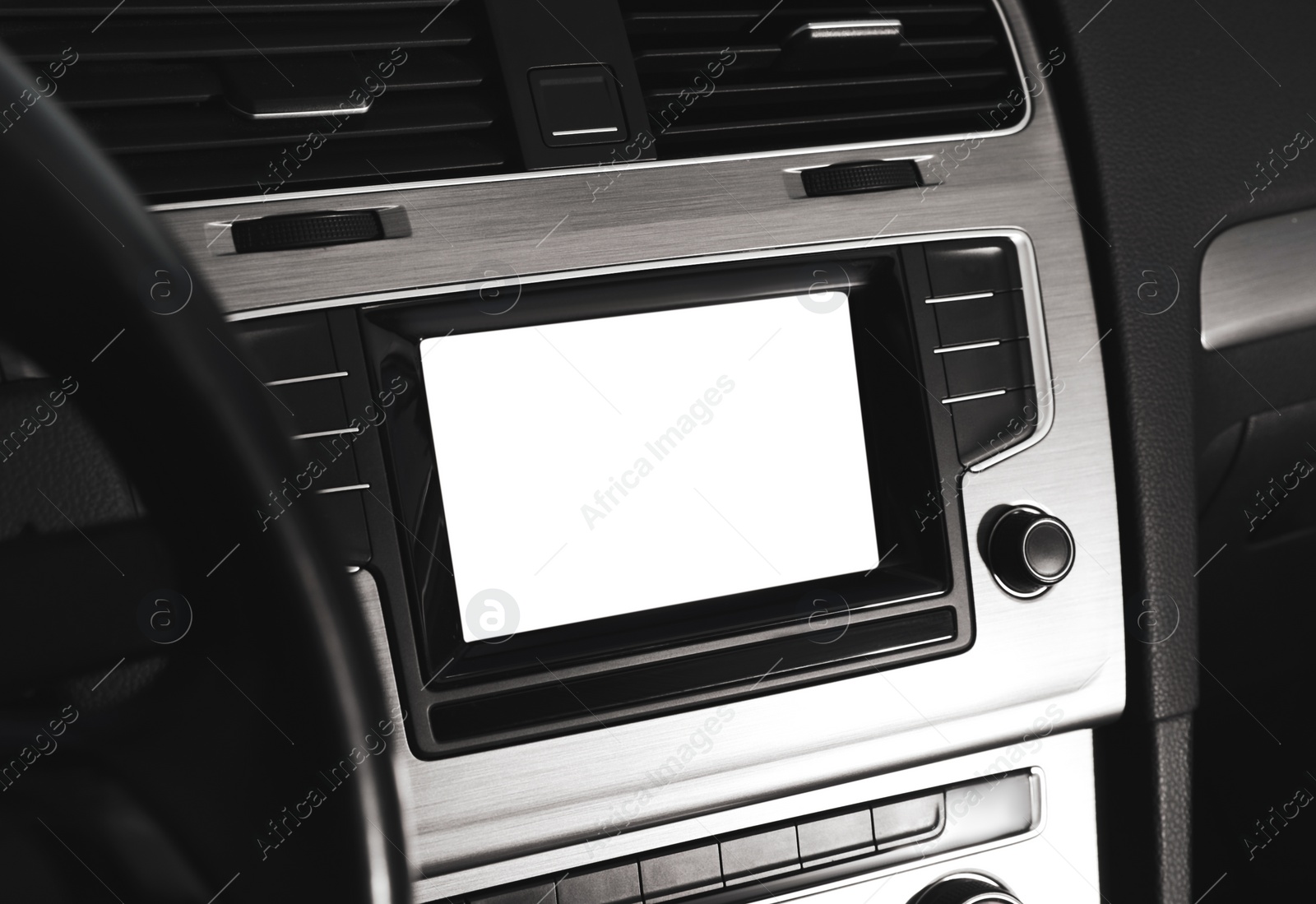 Image of View of dashboard with navigation system in modern car