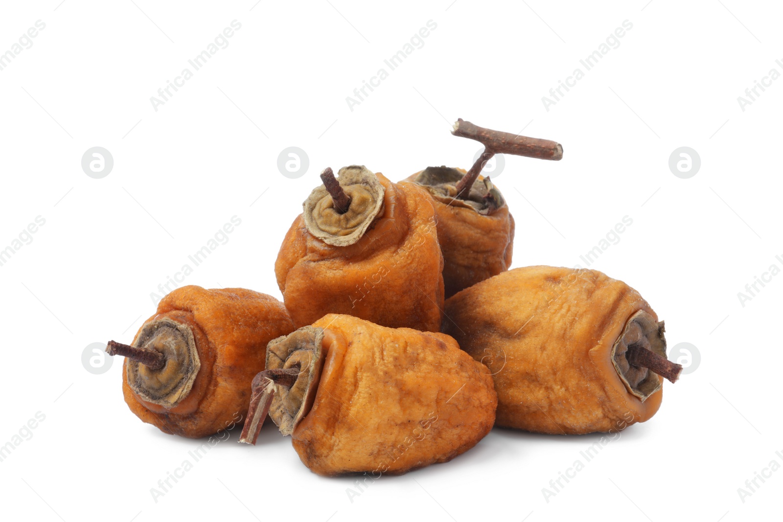 Photo of Tasty dried persimmon fruits on white background