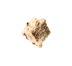 Photo of One piece of tasty chocolate halva isolated on white