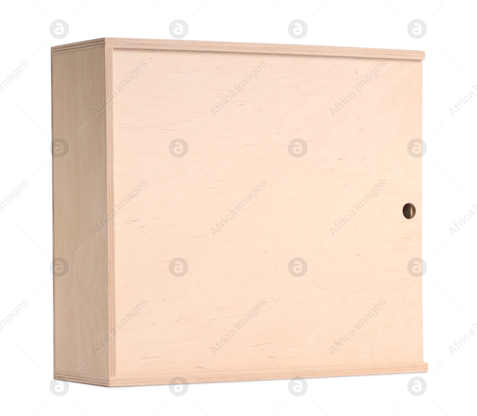 Photo of One wooden wine box isolated on white