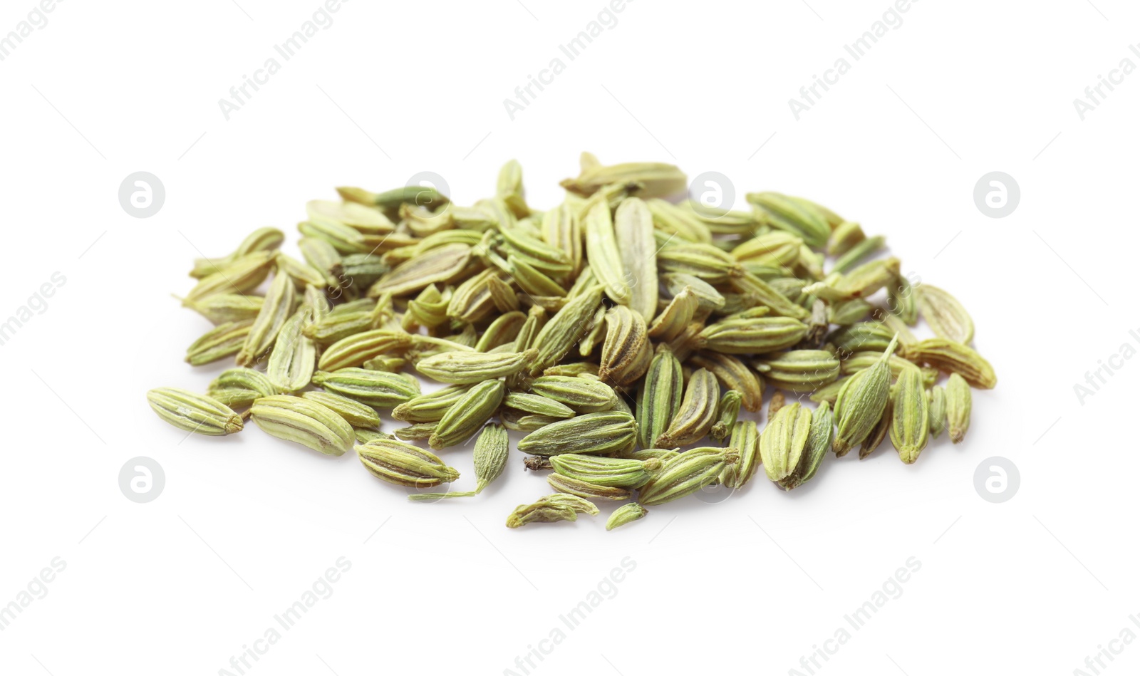 Photo of Pile of dry fennel seeds isolated on white