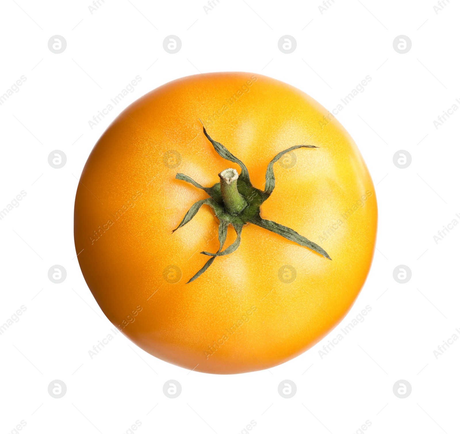 Photo of Fresh ripe yellow tomato isolated on white