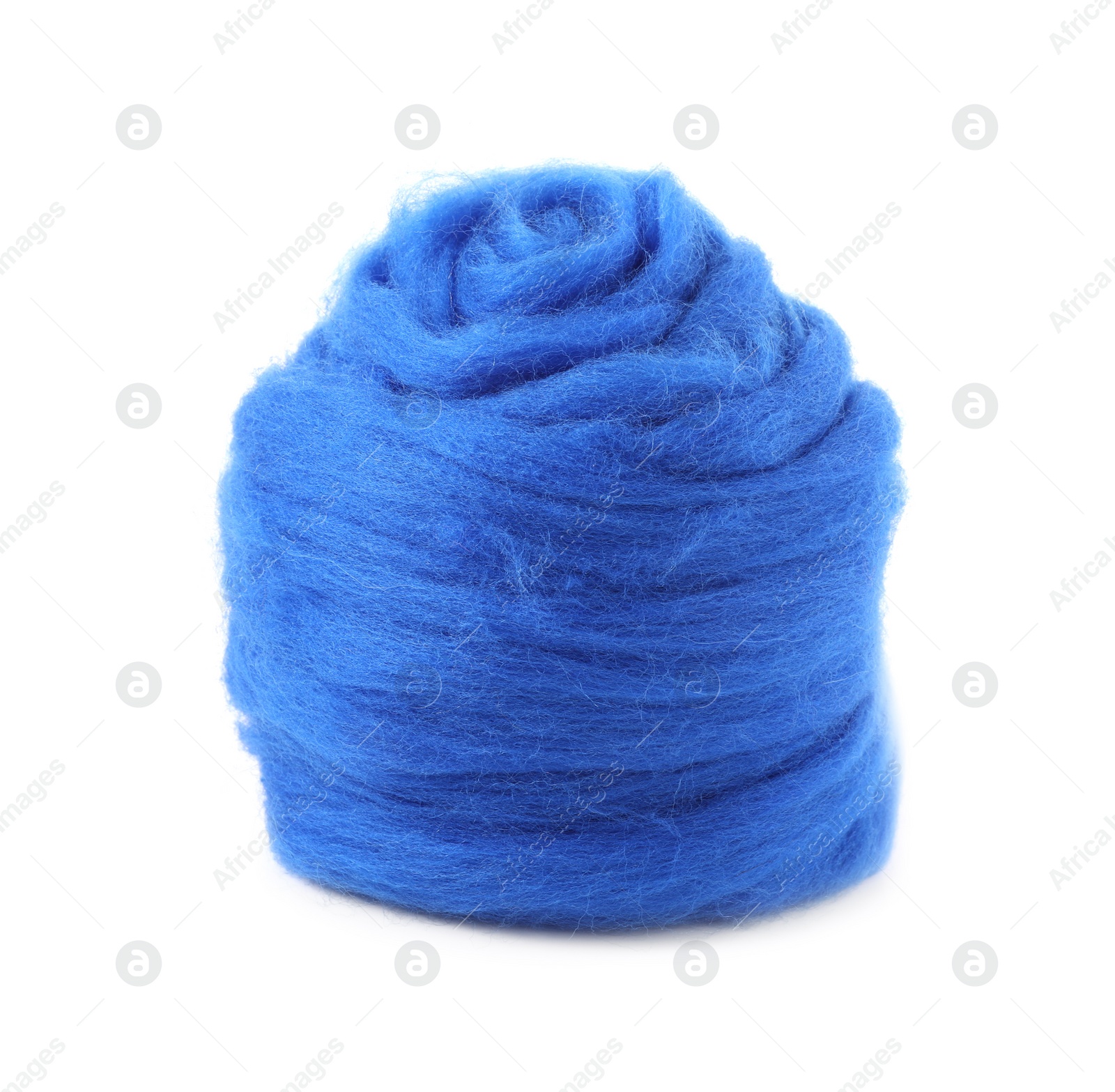 Photo of One blue felting wool isolated on white