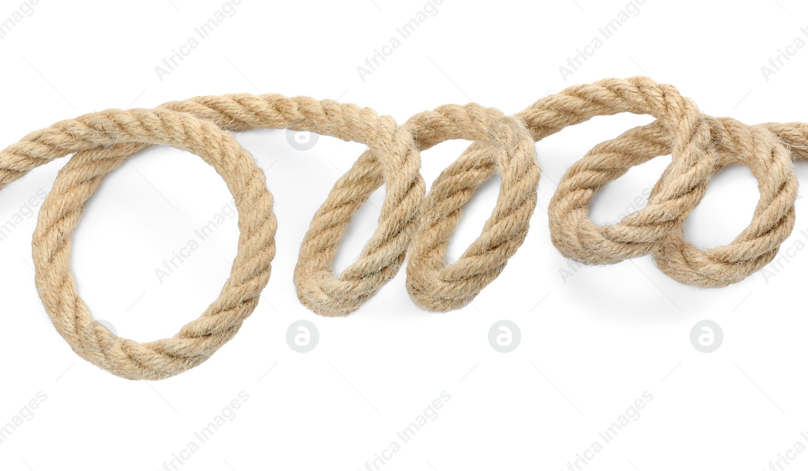 Photo of Hemp rope isolated on white, top view