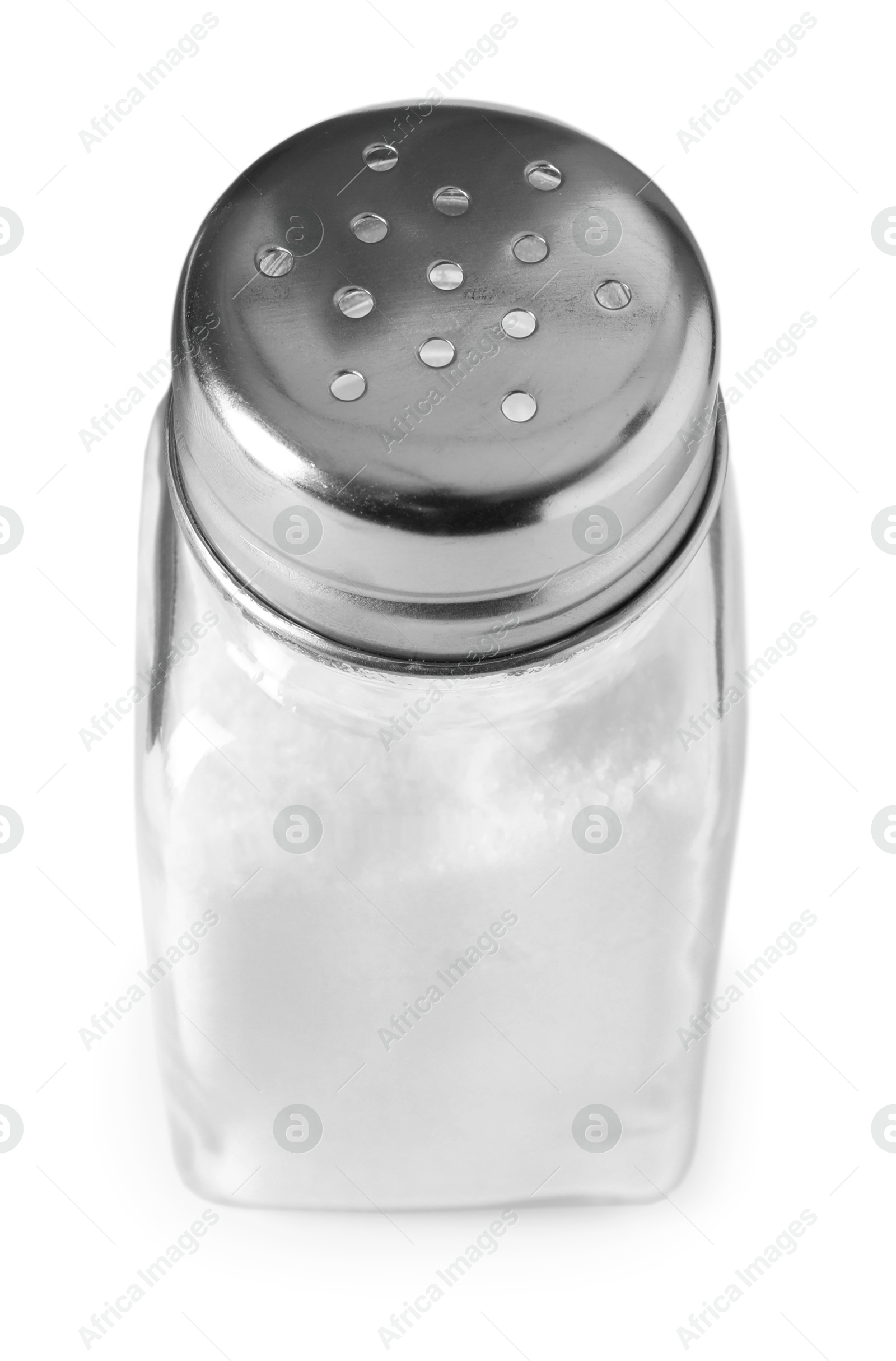 Photo of Salt shaker isolated on white. Kitchen utensil