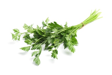 Photo of Bunch of fresh parsley isolated on white