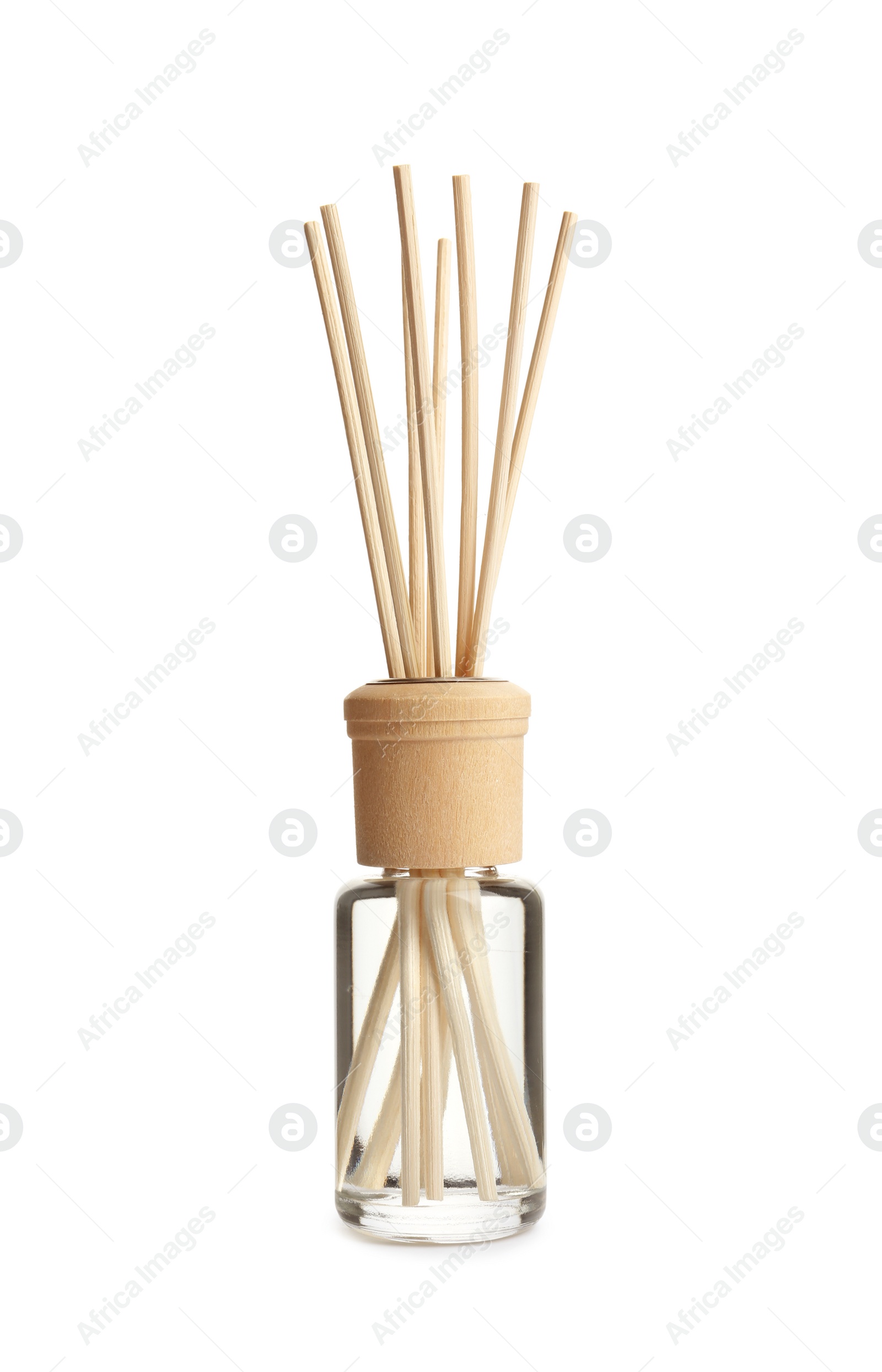 Photo of New reed air freshener on white background