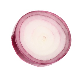 Photo of Fresh tasty onion slice on white background