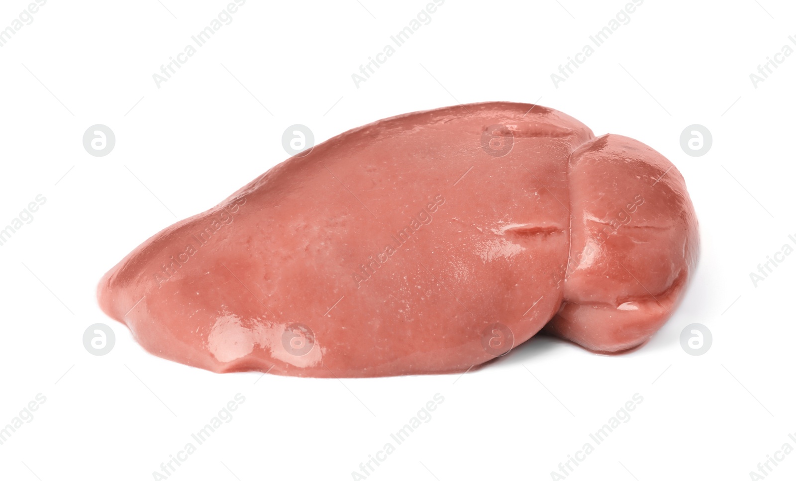 Photo of Fresh raw pork kidney on white background