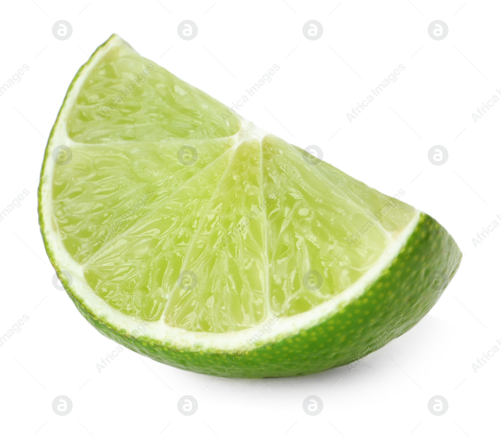 Photo of Slice of fresh green ripe lime isolated on white