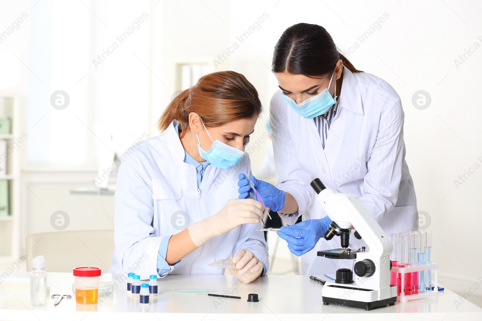 Photo of Scientists working in laboratory. Research and analysis