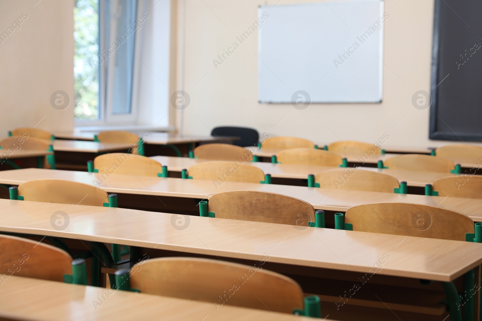 Photo of View of empty modern classroom at school