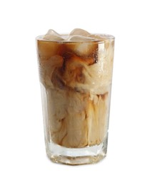 Photo of Iced coffee in glass isolated on white