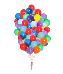 Image of Big bunch of bright balloons on white background 