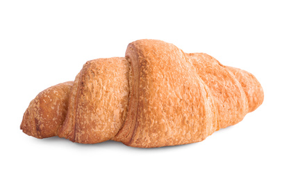 Photo of Tasty fresh crispy croissant isolated on white