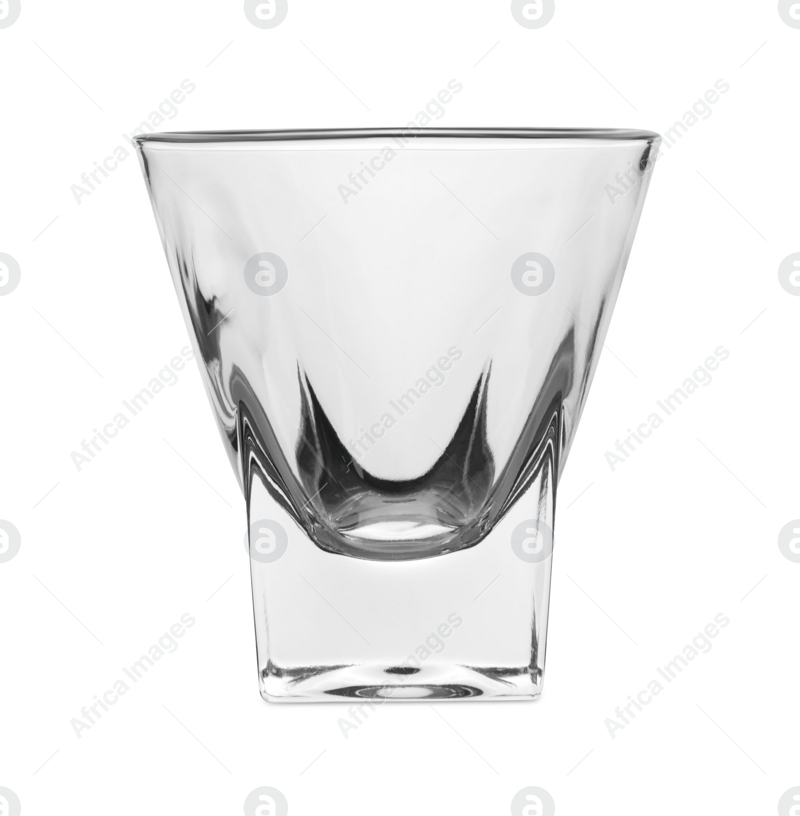 Photo of Elegant clean empty shot glass isolated on white