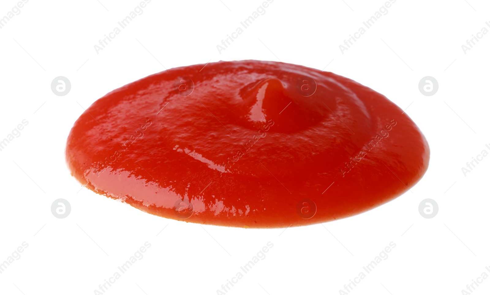 Photo of Ingredient for burger. Delicious tomato sauce isolated on white