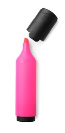 Bright pink marker isolated on white, top view