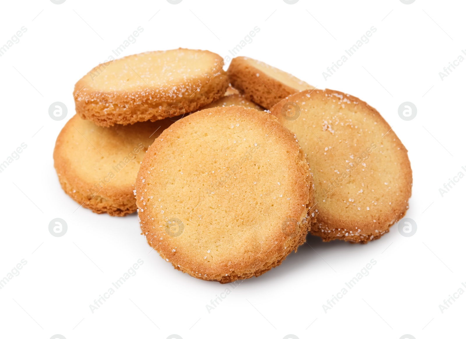 Photo of Tasty sweet sugar cookies isolated on white