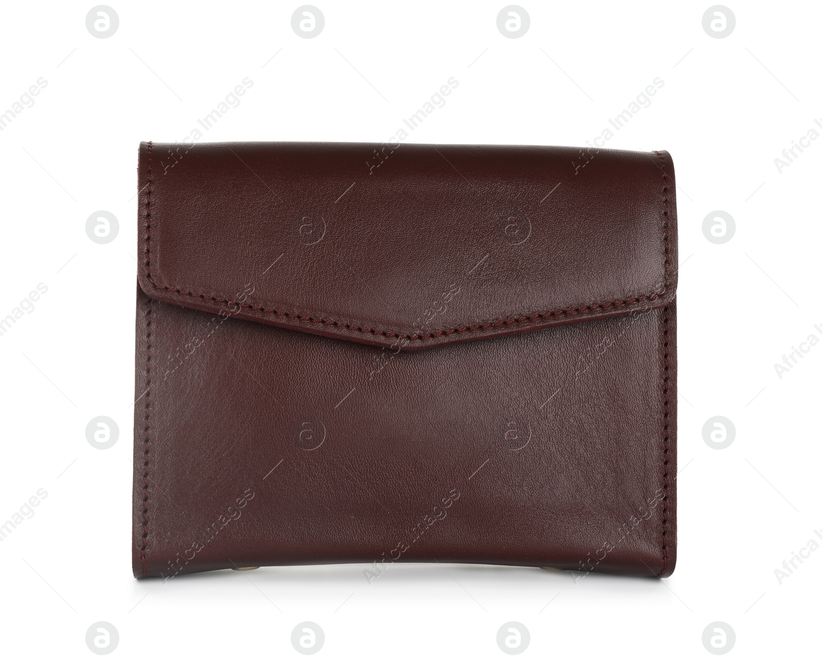 Photo of Brown women's leather flap bag isolated on white