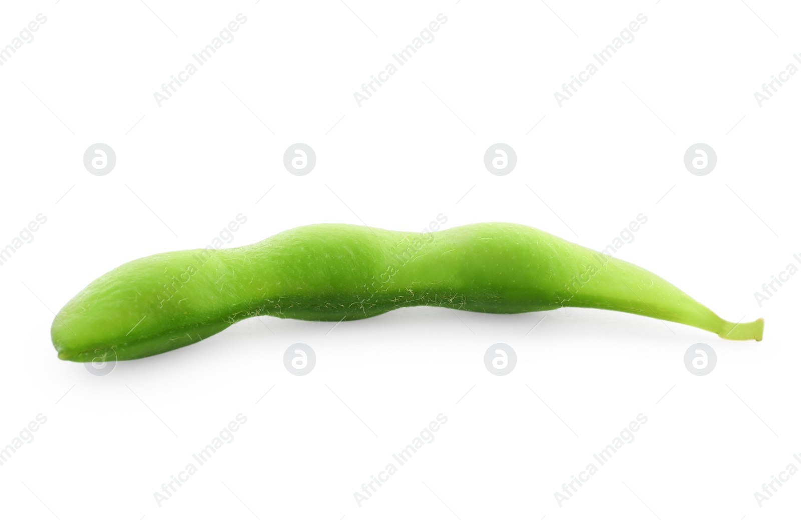 Photo of Raw green edamame pod on white background