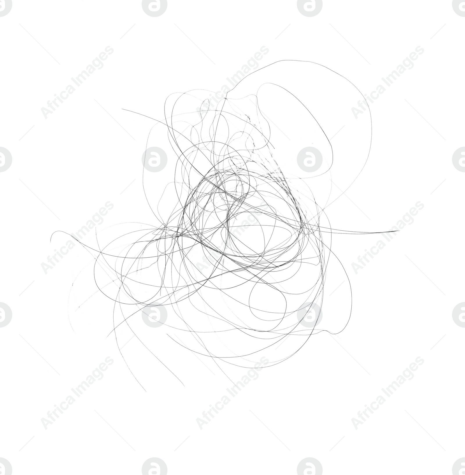 Photo of Pile of lost hair isolated on white, top view