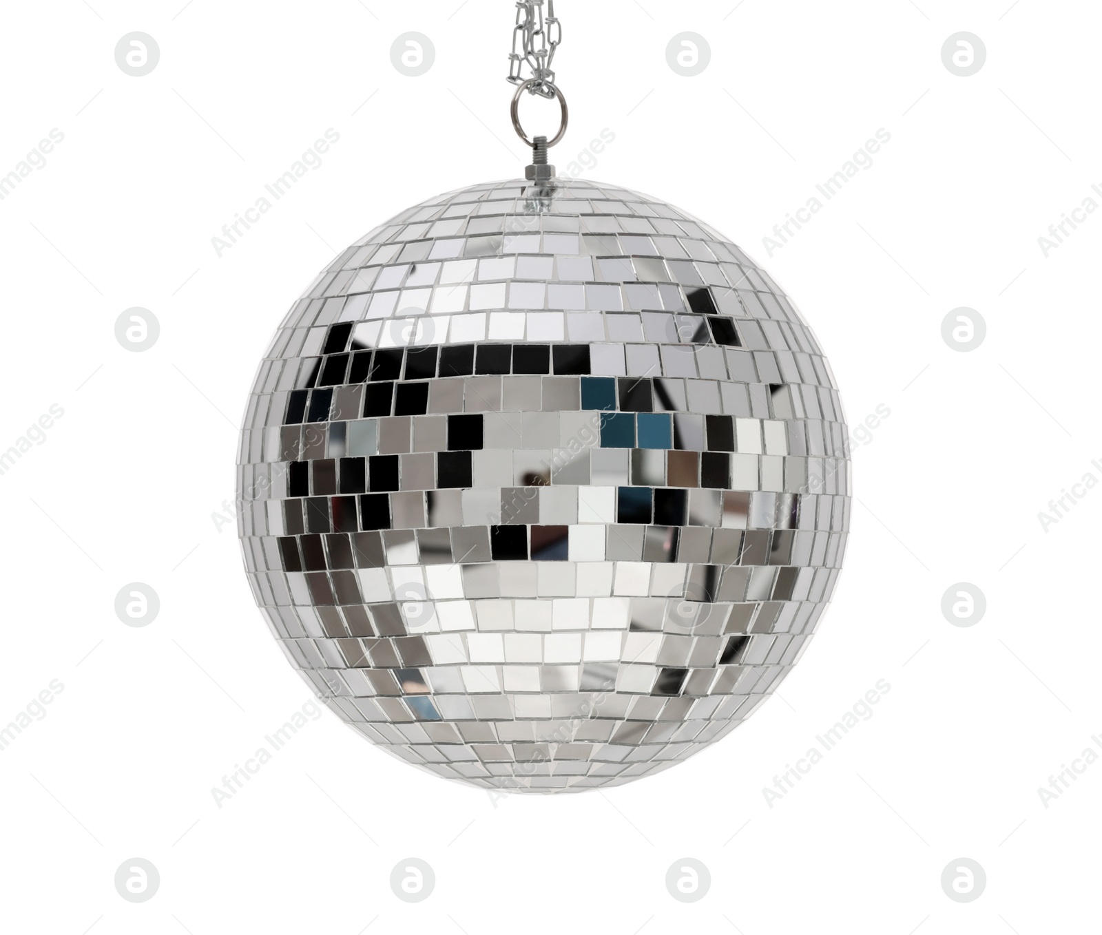 Photo of Shiny silver disco ball isolated on white