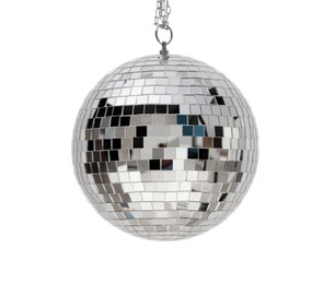 Shiny silver disco ball isolated on white