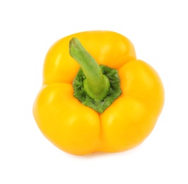 Photo of Ripe yellow bell pepper isolated on white