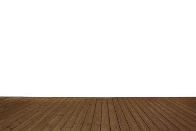 Image of Empty wooden surface isolated on white. Mockup for design