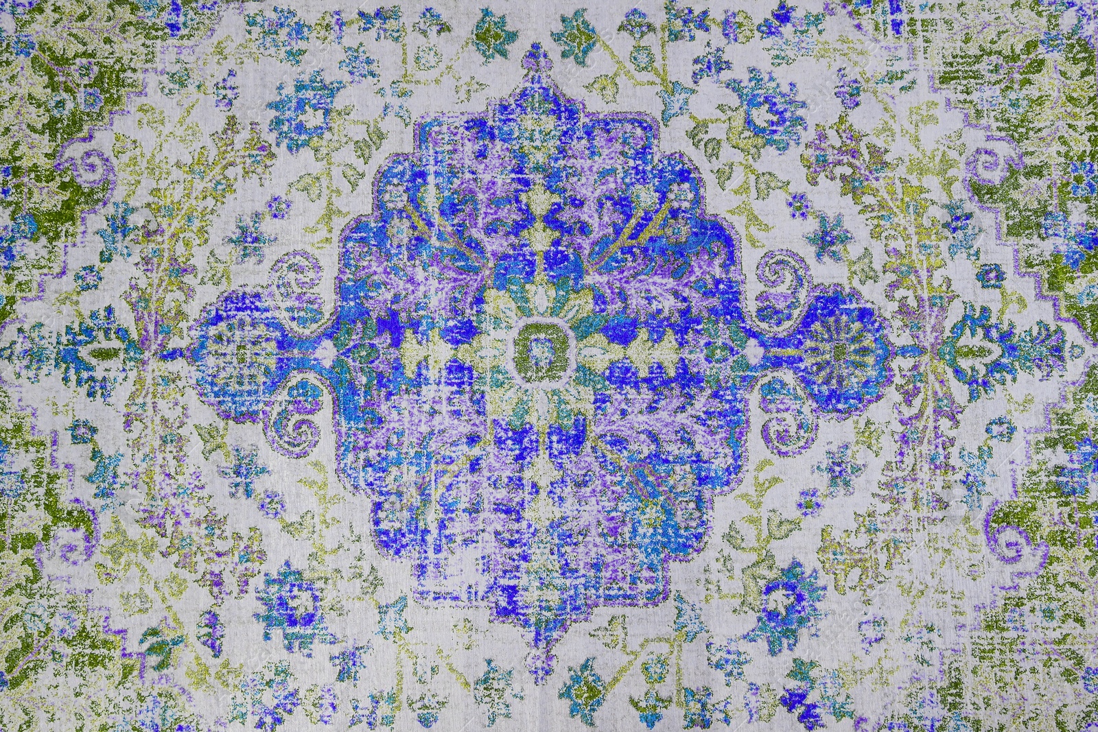 Image of Soft carpet with beautiful pattern as background, top view