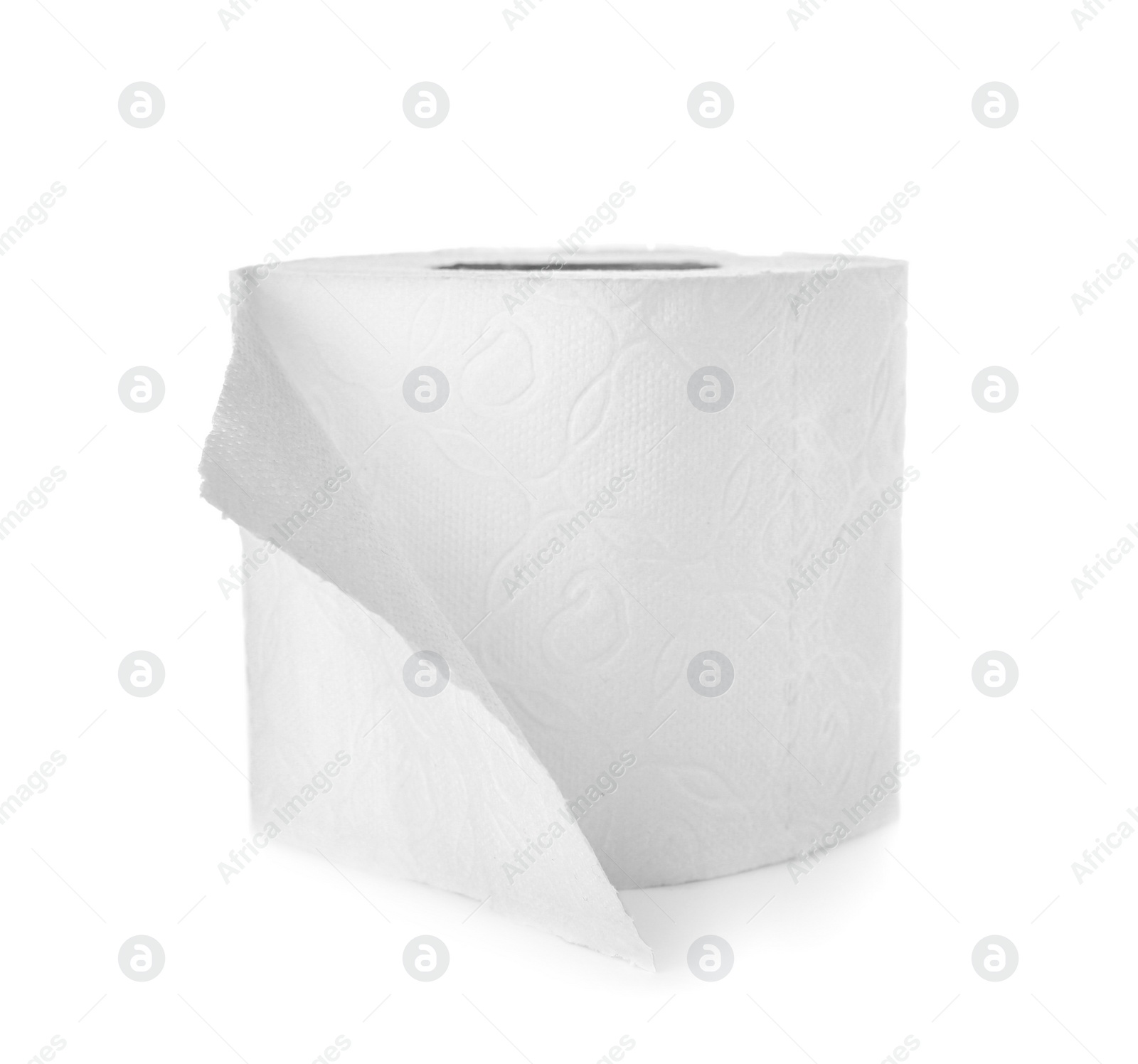 Photo of Roll of toilet paper on white background. Personal hygiene