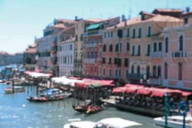 Photo of VENICE, ITALY - JUNE 13, 2019: Blurred view of Grand Canal