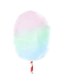 Image of Multicolor sweet cotton candy on white background