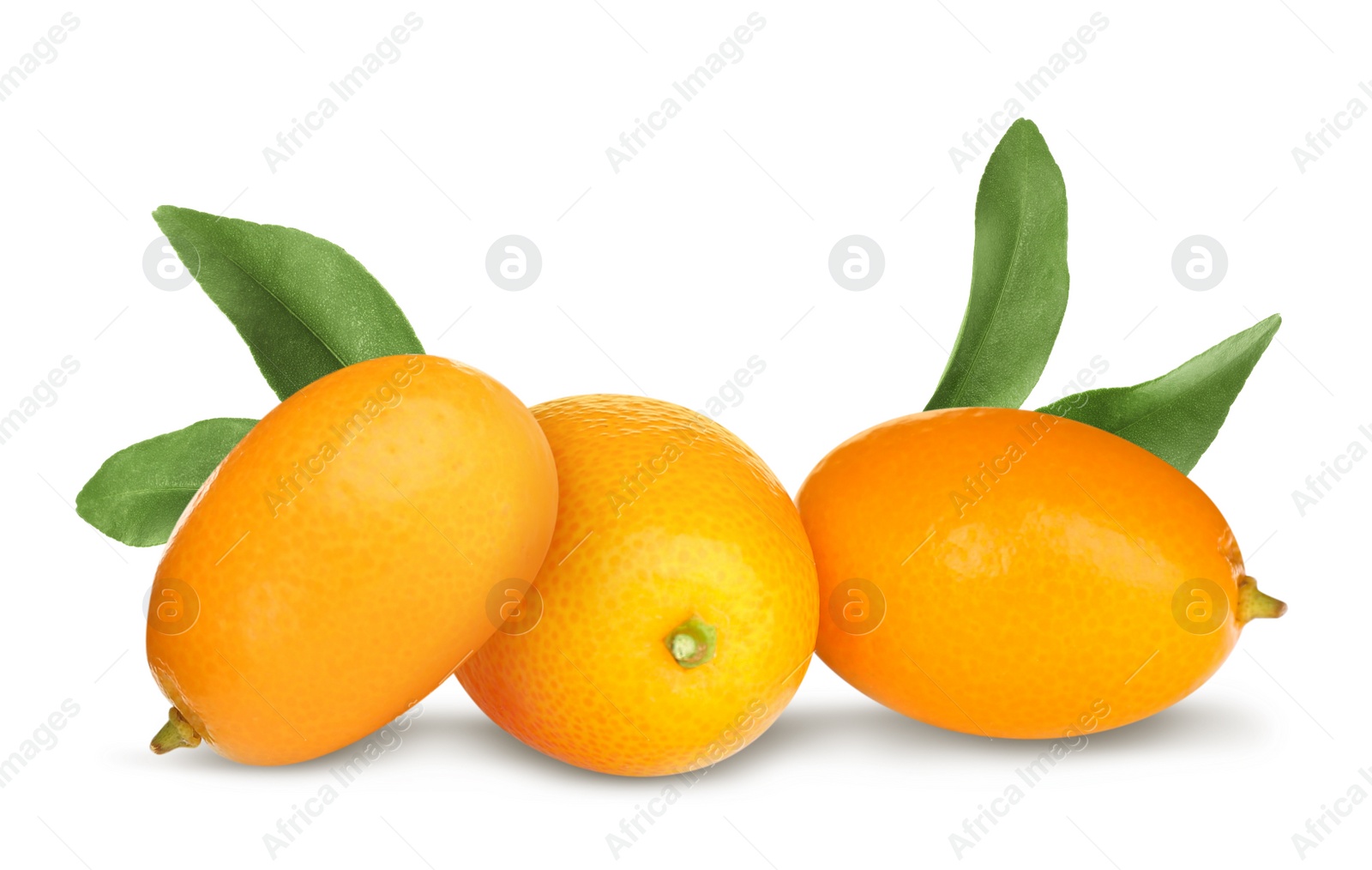 Image of Fresh ripe kumquat fruits on white background