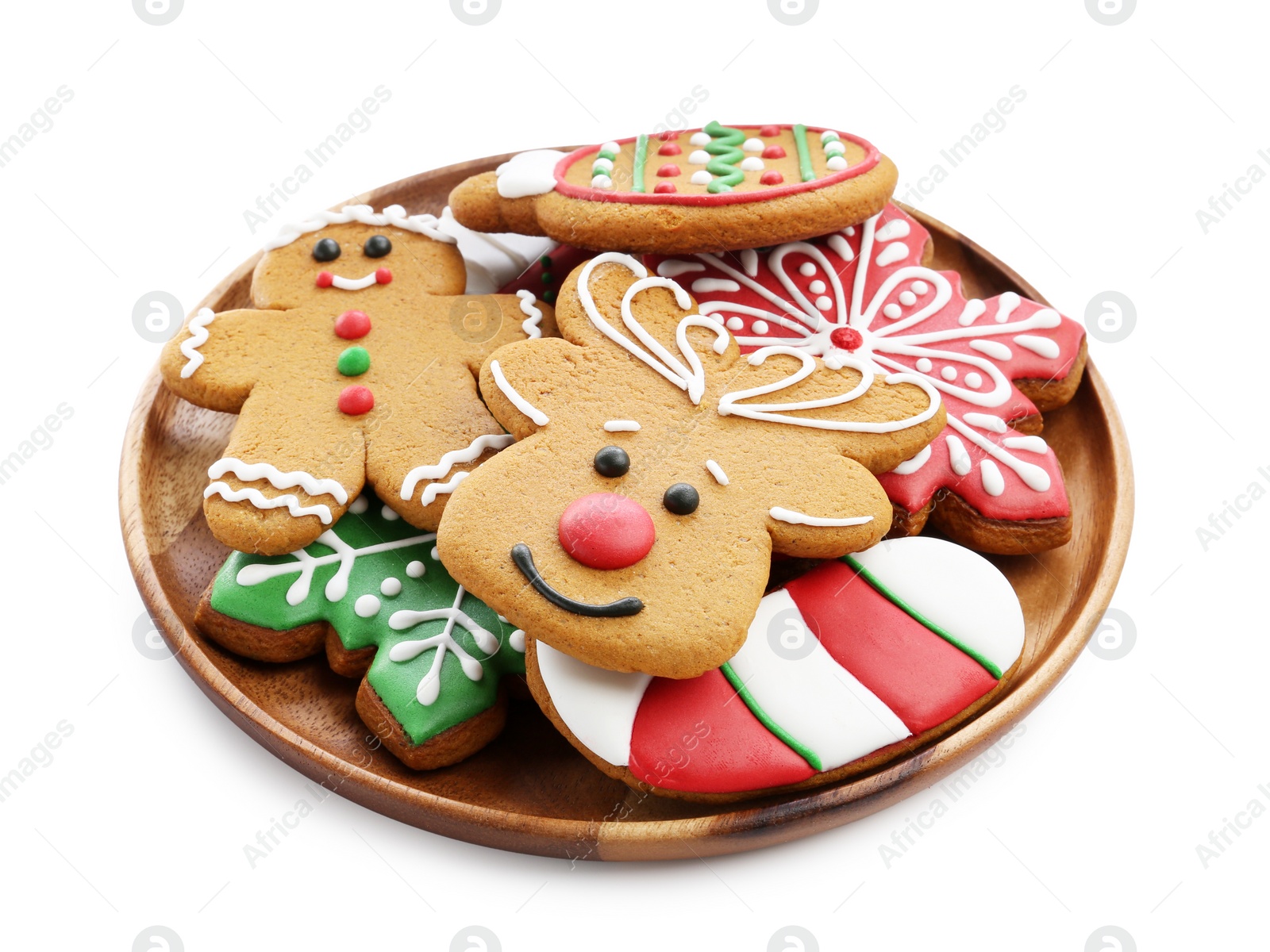 Photo of Different tasty Christmas cookies isolated on white