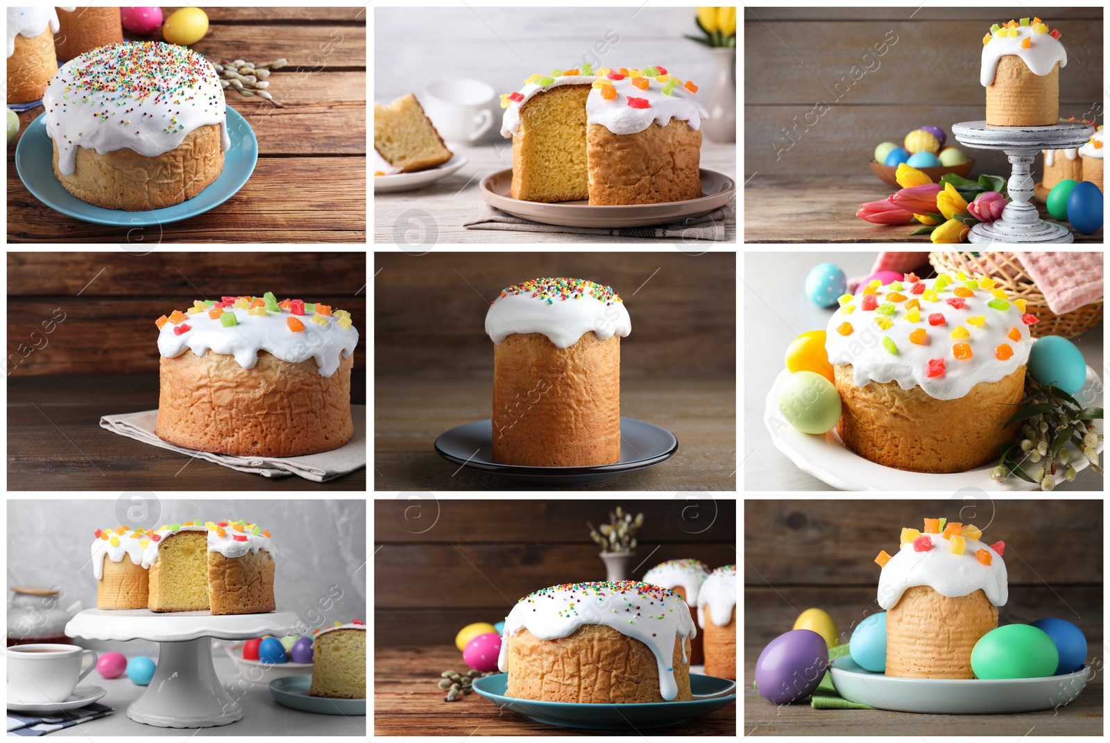 Image of Collage with photos of traditional Easter cakes