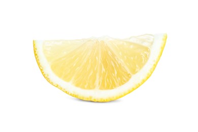 Photo of Slice of fresh lemon isolated on white