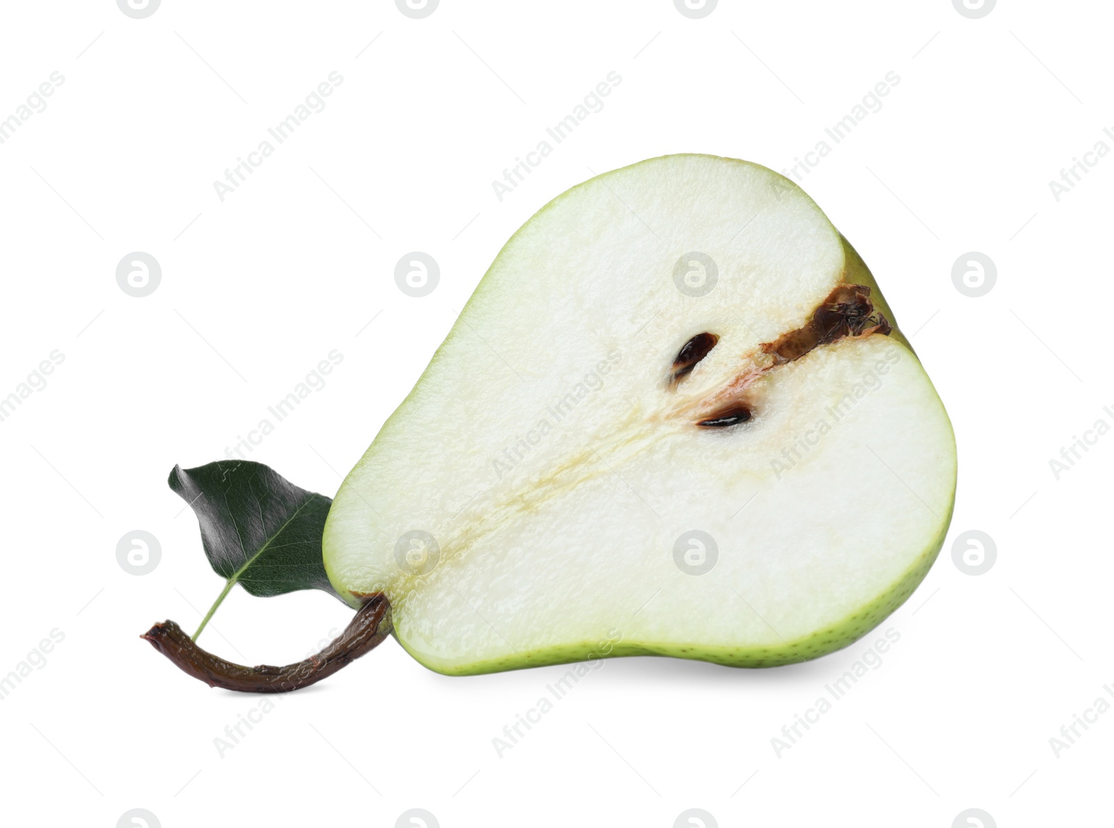 Photo of Half of fresh ripe pear isolated on white