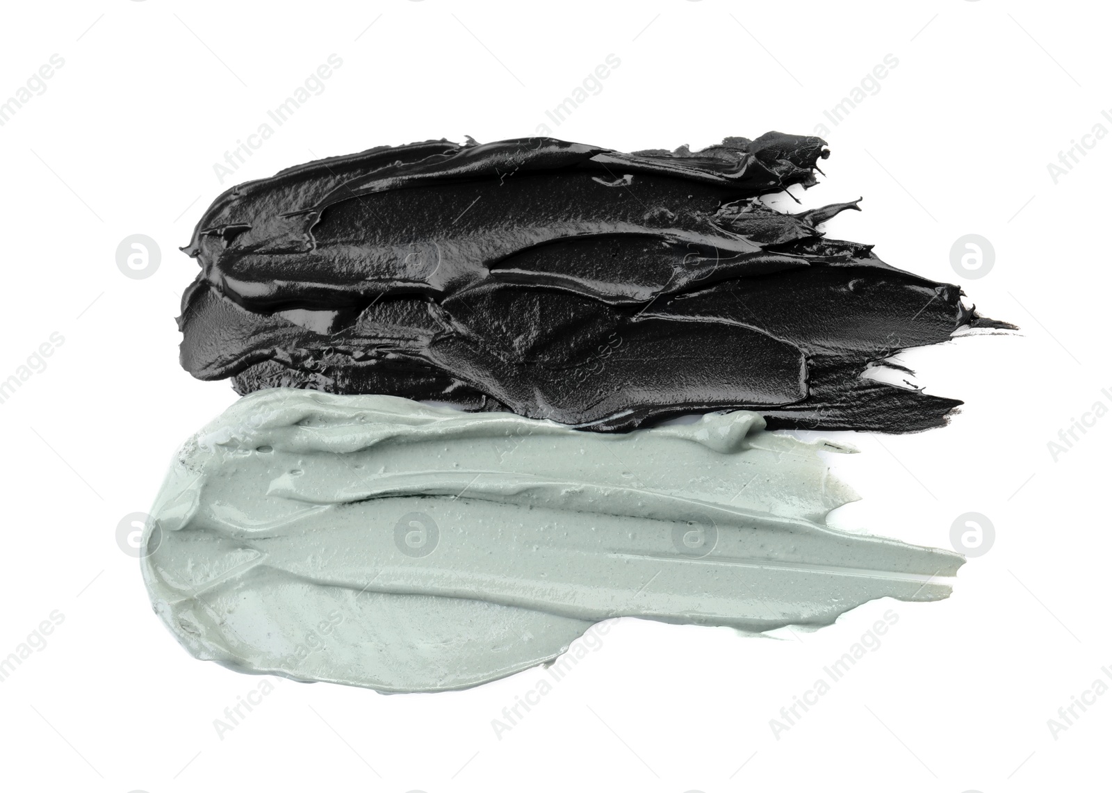 Photo of Different professional face mask smears on white background